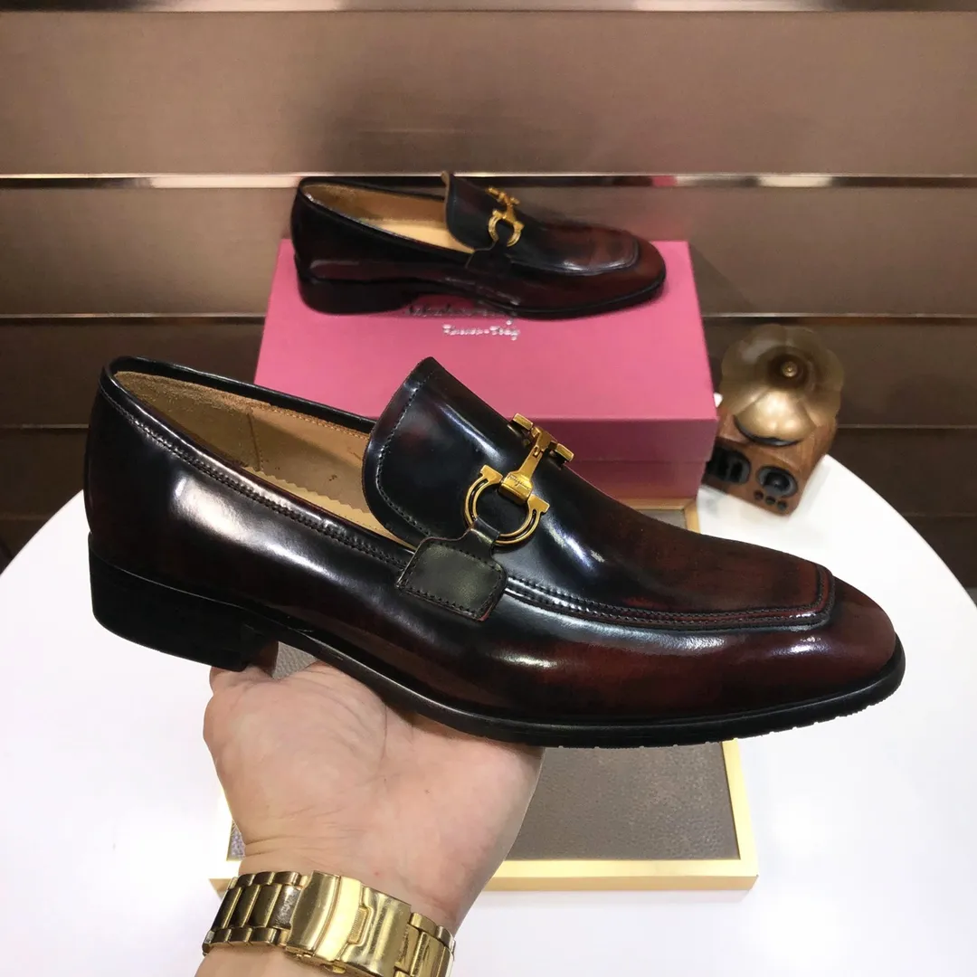 Men's shoes 💰500💰 [Ferragamo/Ferragamo] The latest model in the counter. Original imported high-quality cowhide with open sides + imported 🐂 water-dyed cowhide lining + original luxury metal buckle + original combination outsole. Comparison without pressure 38--45 (45 is custom-made and cannot be returned or exchanged)